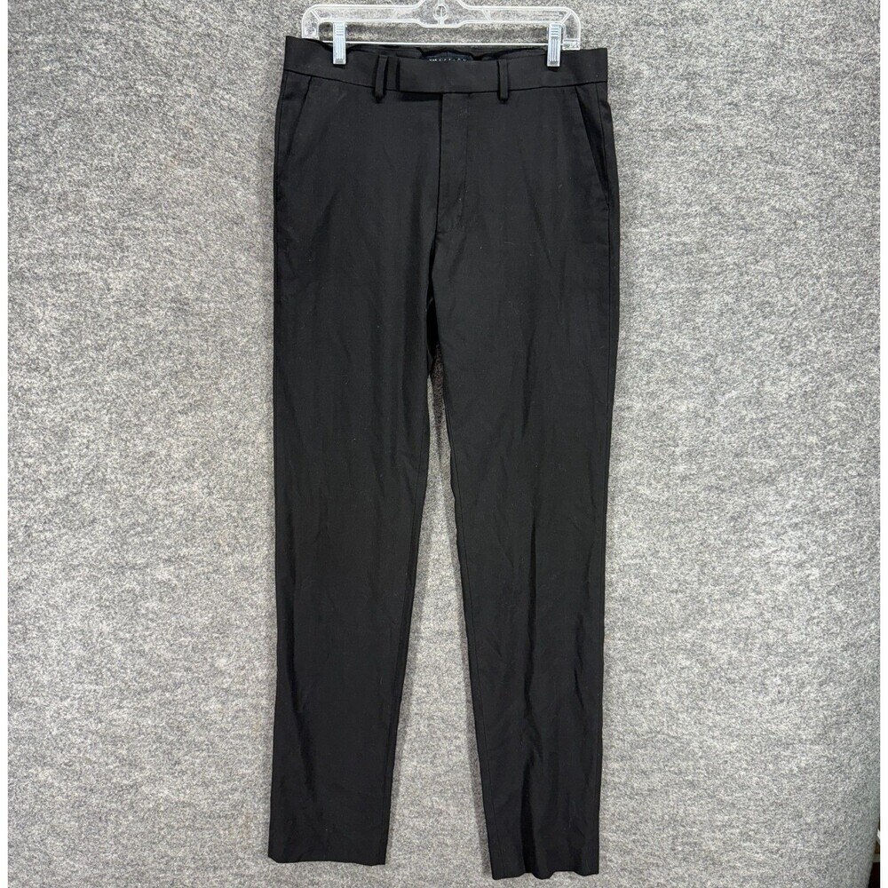 Asos Dress Pants Men 32*36 Black Mid Rise Flat Front Straight Pockets Regular